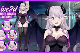 draw live2d character vtuber rigging 2d vtuber live2d model for vtube studio pet