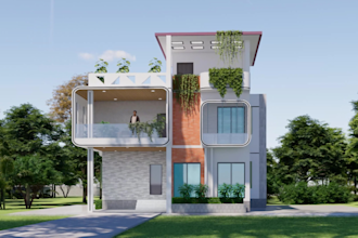 create photorealistic architectural exterior 3d rendering