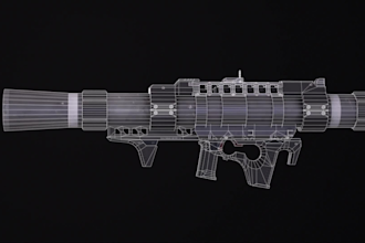 3d weapon asset model, bazooka 3d airsoft gun model accessory for 3d printing
