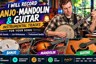 record banjo, mandolin and guitar for your acoustic tracks and songs arrangement