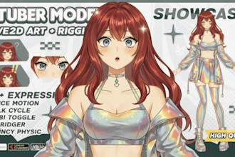 do live2d vtuber model for rigging, 2d character animation in anime style