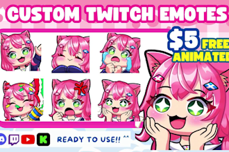 draw twitch emotes, animated emotes, chibi emotes discord for stream