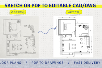 redraw pdf, or image floor plans to autocad