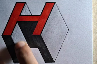 draw custom hand drawn 3d letter art