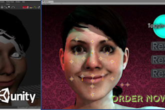 3d game character animation, face rig, face expression unity 3d
