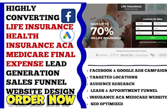 generate life insurance, health insurance, medicare, final expense leads website