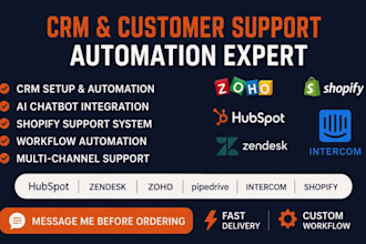 setup CRM automation hubspot zoho zendesk intercom