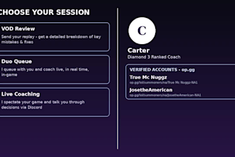 coach you in league of legends with vod review, duo queue, and live coaching