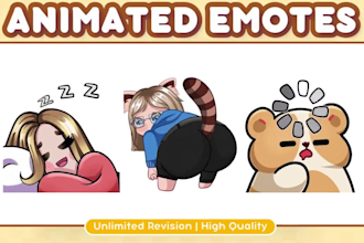 draw custom twitch emotes, chibi emotes, animated emotes, vtuber emotes for you