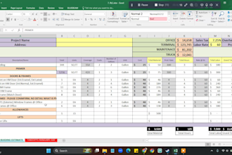 provide first painting estimation takeoffs free with well organized excel format