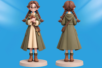 create custom 3d anime character, figurine and action figure for 3d printing