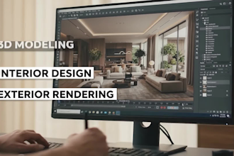 do 3d exterior design, interior design, 3d rendering for house and commercial