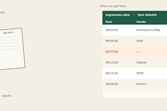 convert PDF to excel, receipts, invoices, photos to CSV