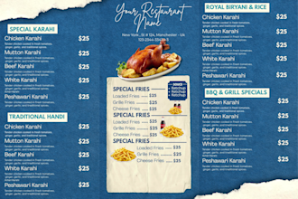 design editable bifold and trifold restaurant menu in canva