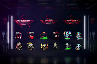 design custom twitch animated emotes stream overlay twitch panels