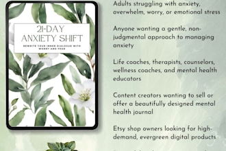 design canva anxiety relief, ebook therapy, workbook guide for mental wellness