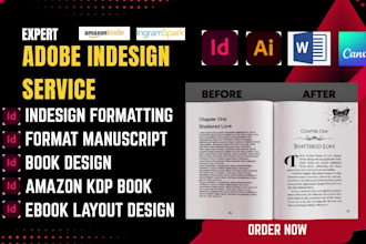 adobe indesign book formatting, ebook manuscript, indesign kindle KDP formatting