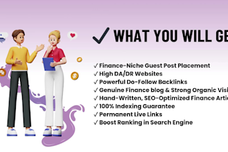 do powerful finance brand promotion with SEO backlinks da 60