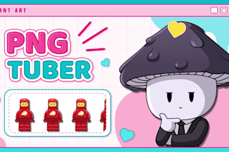 design a cartoon pngtuber model or custom png avatar for streamers