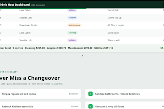 create an airbnb expense and cleaning turnover spreadsheet