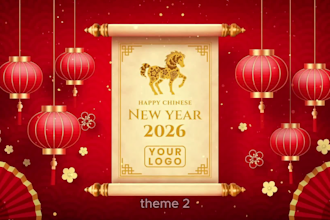 create 2026 chinese lunar new year greetings with logo