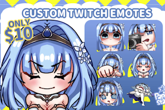 create chibi twitch emotes, discord emotes, animated
