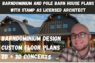 be your barndominium plans architect, pole barn house architect for city permit