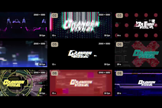 create glitch dj logo animations from my second collection