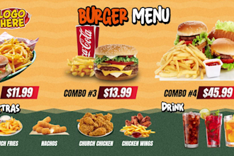 design a digital menu board, TV menu or animated menu