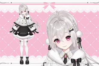 design 2d v tuber model, anime art, live2d ringing for streaming