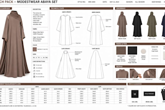 fashion design islamic clothing tech pack modest wear tech pack abaya tech pack