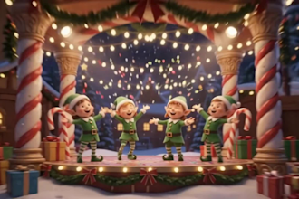 create 3d kids christmas and new year song video animation