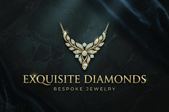 design a luxury jewelry logo with elegant gold diamond style