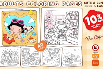 draw line art illustration for adults coloring pages