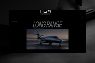 design a private jet website, jet charter website, aviation website