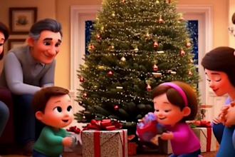 create cinematic ai christmas music video, 3d holiday ad or 4k animation