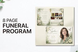 design funeral program, obituary booklet and memorial flyer