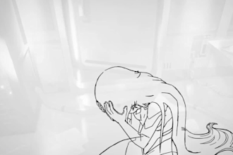 black and white 2d traditional hand drawn frame by frame 2d line art animation