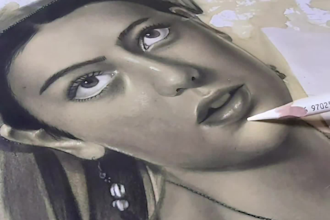 draw a realistic portrait using graphite and coffee