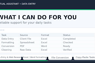 do accurate data entry, typing, copy paste and web research