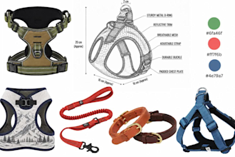 create production ready tech packs for dog harness pet accessories collar leash