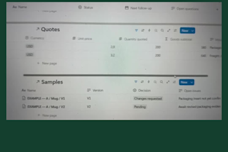 build a notion workspace for sourcing and order management