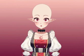 draw male and female 2d vtuber design, live2d vtuber character, 3d vtuber model