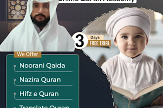teach quran reading with tajweed and basic islamic studies