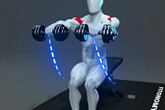 edit captain workout and yellow dude style 3d fitness animation videos for you