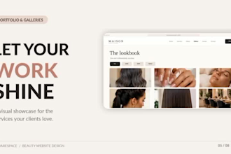 design a squarespace salon and esthetician website with booking, restaurant web