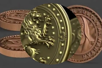 sculpt 3d coin medallion pendant bas relief model for cnc 3d print or animation