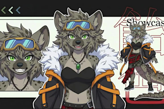 3d vtuber model, furry avatar, live2d vtuber model vrchat avatar, vtuber rigging