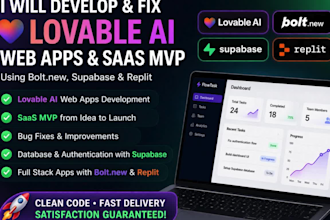 develop, fix lovable ai web apps, saas mvp, website bolt new, supabase, replit