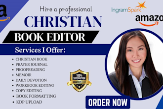 edit, proofread, format daily devotional, christian ebook, memoir prayer journal